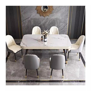 Mesa de comedor rectangular de mármol moderna de lujo con juego de sillas 4 6 8 plazas comedor muebles de sala de estar diseños elegantes - Product Image 6
