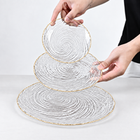 Assiettes en verre texturé transparent en spirale, irrégulières et rondes, pour desserts et fruits, en 2 tailles, vente en gros