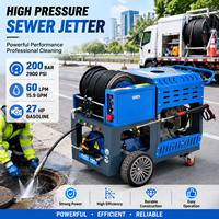 Machine de nettoyage de canalisations à moteur essence 2900 psi, nettoyeur de canalisations municipales professionnel et machine de débouchage de drains