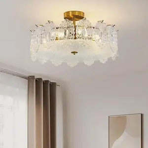 Lampu langit-langit Prancis, lampu belajar hangat Modern sederhana gaya krim untuk kamar tidur