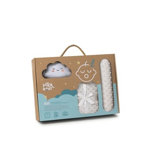 Juego de mantas de felpa gris para bebé, lámpara antivuelco, relleno de microfibra de seda con memoria, tela tejida portátil, patrón de impresión de caracteres sólidos - Product Image 1