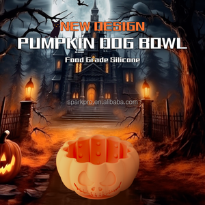 Produk hewan peliharaan Halloween baru Labu silikon mangkuk anjing Pot semua dalam satu anjing kucing makanan lambat mangkuk pengumpan hewan peliharaan - Product Image 2