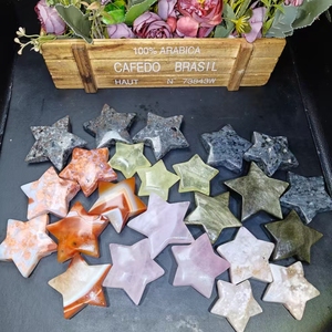Prix <span class=keywords><strong>de</strong></span> gros : Artisanat <span class=keywords><strong>de</strong></span> guérison en cristal naturel (Quartz <span class=keywords><strong>rose</strong></span>, Obsidienne dorée, Citrine) avec sculpture étoile en cristal, en matériaux mixtes, pour cadeaux - Product Image 2