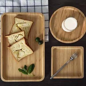 Bamboo Wood <b>Tray</b> Rectangular Round Natural Color Serving Plate For Hotel Coffee <b>Tea</b> Nordic Style Household Tableware - Product Image 1