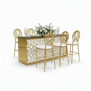 <span class=keywords><strong>Bar</strong></span> de jardin pliable moderne, comptoir haut, en acier inoxydable doré, avec plateau en verre, fer et acrylique, table de <span class=keywords><strong>bar</strong></span> à cocktails rectangulaire - Product Image 2