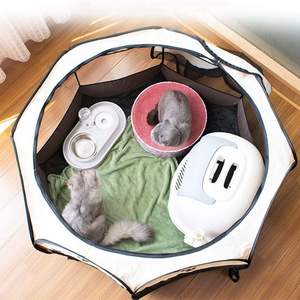 Clôture pour animaux de compagnie en tissu octogonal octogonal octogonal pour chats, grande cage pliable pour chiens et chats, fermeture à boutons en métal - Product Image 6