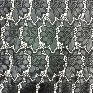 E-101 màu đen laser cut <span class=keywords><strong>PU</strong></span> da thời trang hoa Sequins thiết kế ren vải cho phụ nữ - Product Image 2