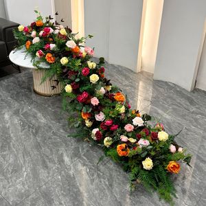 Camino de Mesa de Flores Artificiales Hecho a Mano de 2 Metros, Color Azul Marino, Flores Artificiales Realistas para Decoración de Mesa de Boda o Cumpleaños - Product Image 3