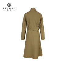 Vêtements d'hiver personnalisés pour femmes Manteau en laine haut de gamme pour femmes avec ceinture Manteau long et ample à col rabattu double face pour femmes