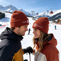 Gorro de Invierno Tejido de Lujo Personalizado OEM, Gorro Suave Impermeable con Logotipo de Diseñador de Moda, Gorro Jacquard Cálido para Exteriores