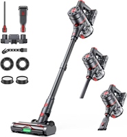 Aspirateur balai sans fil 350W, aspirateur à main domestique avec lumière LED verte, conception autoportante, brosse de sol en V