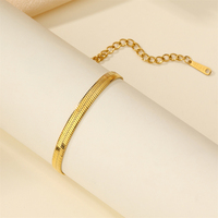 Chaîne de cheville fine et polie, non allergique, en acier inoxydable 316, plaqué or 18 carats, chaîne serpent pour dames
