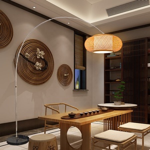 Lampe sur pied de <span class=keywords><strong>style</strong></span> nordique écologique avec abat-jour en bambou naturel et base en marbre massif pour la décoration intérieure - Product Image 2