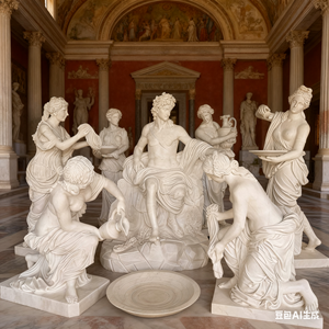 Escultura decorativa al aire libre de figura mitológica griega antigua-<span class=keywords><strong>Dios</strong></span> <span class=keywords><strong>Apolo</strong></span> bañándose en una escultura de jardín de piedra natural - Product Image 1