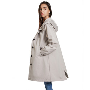 Nouveau coupe-vent à capuche anti-éclaboussures d'automne et d'hiver pour femmes, <span class=keywords><strong>veste</strong></span> longue décontractée pour femmes, grande taille ample - Product Image 2