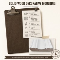 Moulure en bois massif blanc pour joints murs-plafonds, taille personnalisée