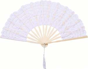 Éventails pliants élégants en soie de bambou blanc, écologiques, art populaire, cadeau de mariage avec motif floral gravé personnalisé - Product Image 1