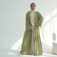 Nouvelle Arrivée Leduo – Abaya Élégante Grande Taille en Polyester pour Femme, Broderie Dentelle Faite Main, Modeste, Respirante, Style Ouvert Dubaï, Ramadan