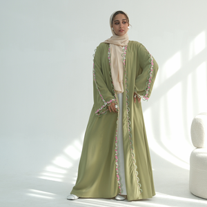 Nueva Abaya Elegante Leduo para Mujer, Bordado de Encaje Hecho a Mano, Abaya Abierta Transpirable y Modesta, Estilo Dubái para Ramadán y Eid - Product Image 4