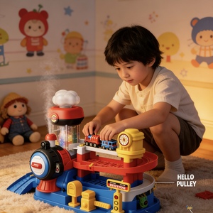 Ensemble de jeu de train d'aventure Orbit avec piste de glisse électrique, jet de vapeur, lumières et sons, 3 voitures ABS, aventure interactive pour garçons - Product Image 5