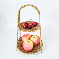 Handgemaakte 2/3-laags plastic gevlochten fruitmand, snack-opbergbak, decoratie voor thuis en restaurant, snoep-serviesplateau