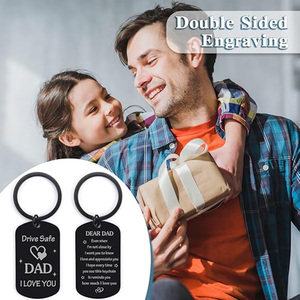 Llavero Personalizado de Acero Inoxidable Negro al por Mayor, Regalo de Cumpleaños para Papá, Llavero con Mensaje 'Conduzca con Seguridad', Regalo del Día del Padre - Product Image 2