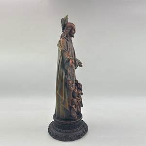 Statues religieuses en polyrésine finition bronze de Jésus avec figurine d'enfants, bénissant les petits. - Product Image 5