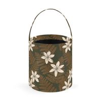 Sacs à bonbons en toile imprimés sur mesure, motif tropical Frangipani, impression sans couture, fermeture ouverte, imperméables/résistants aux taches, doublure noire