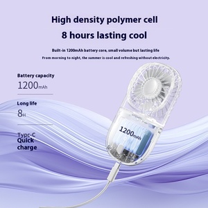 Ventilador <span class=keywords><strong>de</strong></span> Aire Plegable Portátil Mini, Recargable por USB, Motor sin Escobillas, Nuevo Diseño para Colgar en el Cuello, Uso en Exteriores, Idioma Inglés - Product Image 5