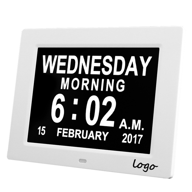 8" Large Screen Display Adjustable Brightness Digital Calendar Alarm Day Clock for Elderly Seniors Dementia Alzheimers