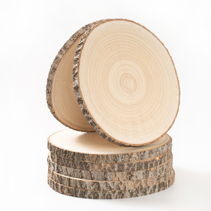 Artigianato in legno rustico naturale non finito grande 18-20cm legno fetta di albero con corteccia per artigianato fai da te - Product Image 1