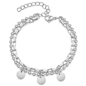 Pulsera de Moda con Doble Cadena de Bolas de Acero Inoxidable de 8mm, Color Dorado, Unisex, para Regalo - Product Image 5