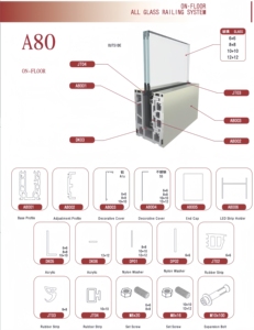 ระบบราวกันตกกระจกแบบไร้กรอบ ช่องอะลูมิเนียมรูปตัวยู สำหรับระเบียงภายนอกอาคาร - Product Image 4