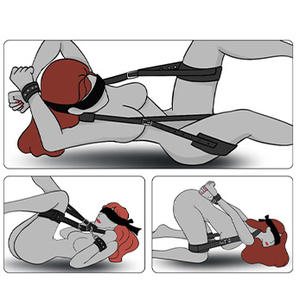 Набор для БДСМ: кожаные ремни для ног, наручники для запястий и бедра с регулируемыми наручниками на спину, повязка на глаза, секс-игрушка для взрослых пар - Product Image 5