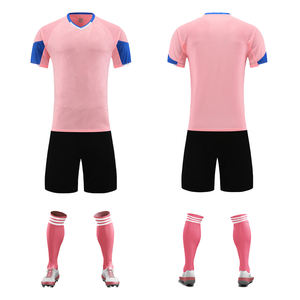 定制成人和儿童足球球衣套装自动切割透气足球裁判制服和印有标志的短裤 - Product Image 3