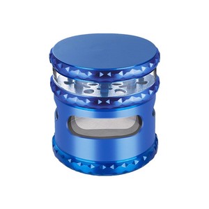 Moulin à herbes sèches personnalisé en gros, broyeur à tabac et épices 63mm, 4 couches, en alliage de <span class=keywords><strong>zinc</strong></span>, bord diamanté, fenêtre transparente pour accessoires - Product Image 4