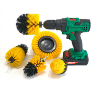 Juego de 5 cepillos de alambre con mango de acero ecológico de PP amarillo para remover nieve de carrocerías de automóviles y limpieza del hogar