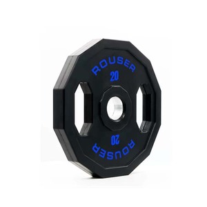 Rouser Fitness Custom Black Bumper Gym Polyurethane 1.25KG-20KG <strong>Weight</strong> Plates PU Urethane Hand Grip Steel Material KG/LB Display - Product Image 4