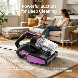 14KPa H10 Filter Lightweight <b>Portable</b> Dust Mite <b>Vacuum</b> Cleaner Remover Handheld Mattress Home Bedroom Use Mattress <b>Vacuum</b> Cleane - Product Image 1