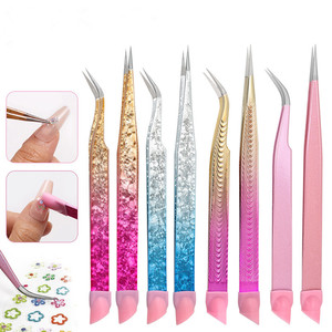 Pince à double tête en acier inoxydable pour le placement d'autocollants et de strass pour manucure - Product Image 1
