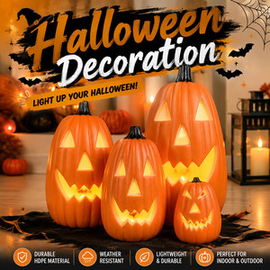 Lanterne citrouille LED à piles pour Halloween, lumière LED chaude, décoration de fête d'Halloween, <span class=keywords><strong>Jack</strong></span> <span class=keywords><strong>O</strong></span>'<span class=keywords><strong>Lantern</strong></span>, ornements en plastique orange - Product Image 1