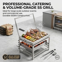 Barbecue rotatif portable d'extérieur en acier inoxydable 304 avec plateau inférieur pour charbon de bois