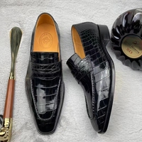 Mocassins de luxe en cuir véritable pour hommes, style affaires, en peau d'alligator, chaussures habillées décontractées à talon compensé, sur mesure, Goodyear, pour soirée