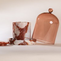 Pot de rangement en marbre naturel WeiVibe avec couvercle, veinage prononcé, fourniture en marque privée pour la décoration de vanités et d'hôtels