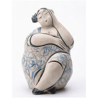 Fille en bleu fait à la main Artware décorations Figurine Sculpture en céramique ornement pour la décoration d'hôtel