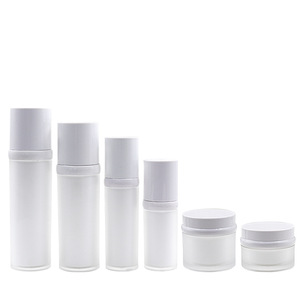Pot à crème givré Ingxi 30 ml avec bouchon pulvérisateur à pression pour lotion, emballage sous vide, matériau PETPP blanc - Product Image 2
