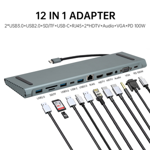 <span class=keywords><strong>Hub</strong></span> <span class=keywords><strong>USB</strong></span> <span class=keywords><strong>C</strong></span> 12 trong 1 với HDMI 4K 30Hz tương thích VGA 100W PD Sạ<span class=keywords><strong>c</strong></span> 100Mbps <span class=keywords><strong>Ethernet</strong></span> Docking Station cho máy tính xách tay MacBook Windows - Product Image 2