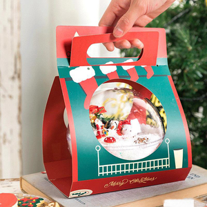 Bola de pastel de mousse transparente, embalaje de postre de Navidad, caja de papel Kraft que se puede abrir, contenedores de plástico para repujado de bolas de caramelo - Product Image 3