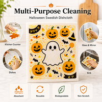 Éponge en cellulose OEM personnalisée à motif Halloween, antibactérienne, écologique, épaisse et à séchage rapide pour usage quotidien