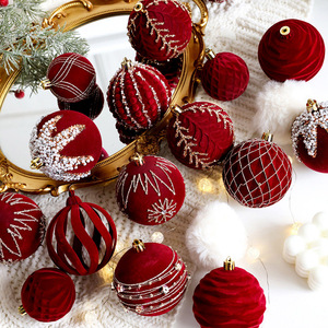 Palline Decorative per Albero di <span class=keywords><strong>Natale</strong></span> Fai-da-Te, Decorazioni Appese con <span class=keywords><strong>Disegni</strong></span> Colorati e Effetto Floccato, Palline di <span class=keywords><strong>Natale</strong></span> in Perla - Product Image 1